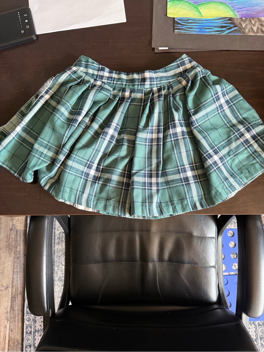 Rue21 Green Plaid Pleated Mini Skirt